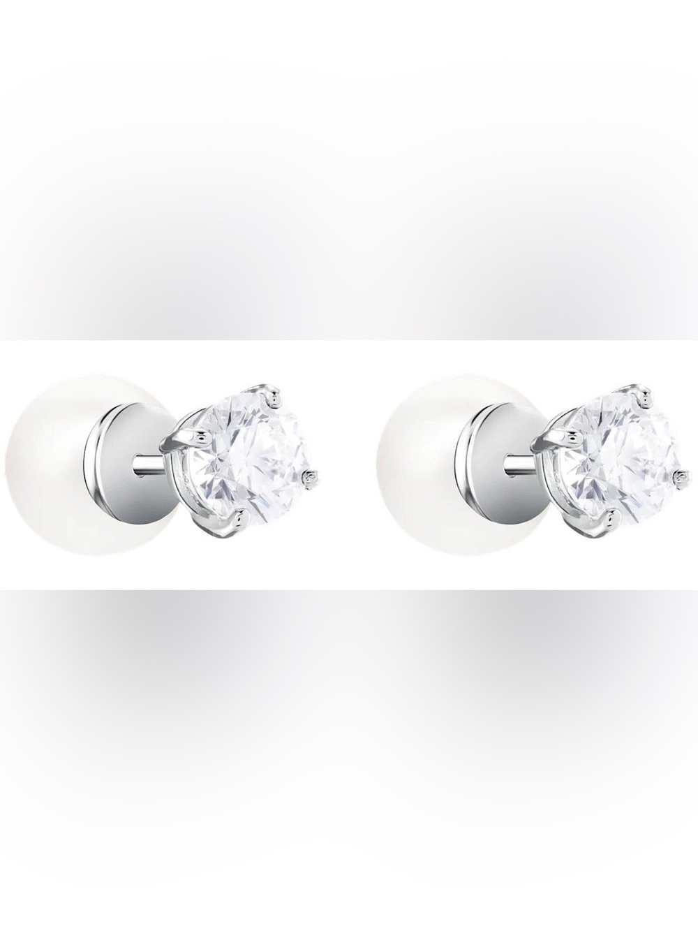 Swarovski Attract Pearl Reversible Pierced Earrings Clear Crystal, Model 5183618